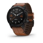 fēnix® 6X - Pro and Sapphire Editions - Black DLC with Chestnut Leather Band