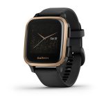 Venu® Sq – Music Edition Rose Gold Aluminum Bezel with Black Case and Silicone Band