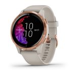 Venu® Rose Gold Stainless Steel Bezel with Light Sand Case and Silicone Band