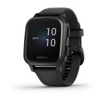 Venu® Sq – Music Edition Slate Aluminum Bezel with Black Case and Silicone Band