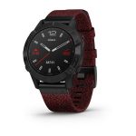 fēnix® 6 - Pro and Sapphire Editions Sapphire - Black DLC with Heathered Red Nylon Band