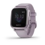 Venu® Sq Metallic Orchid Aluminum Bezel with Orchid Case and Silicone Band