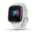 Venu® Sq – Music Edition Slate Aluminum Bezel with White Case and Silicone Band